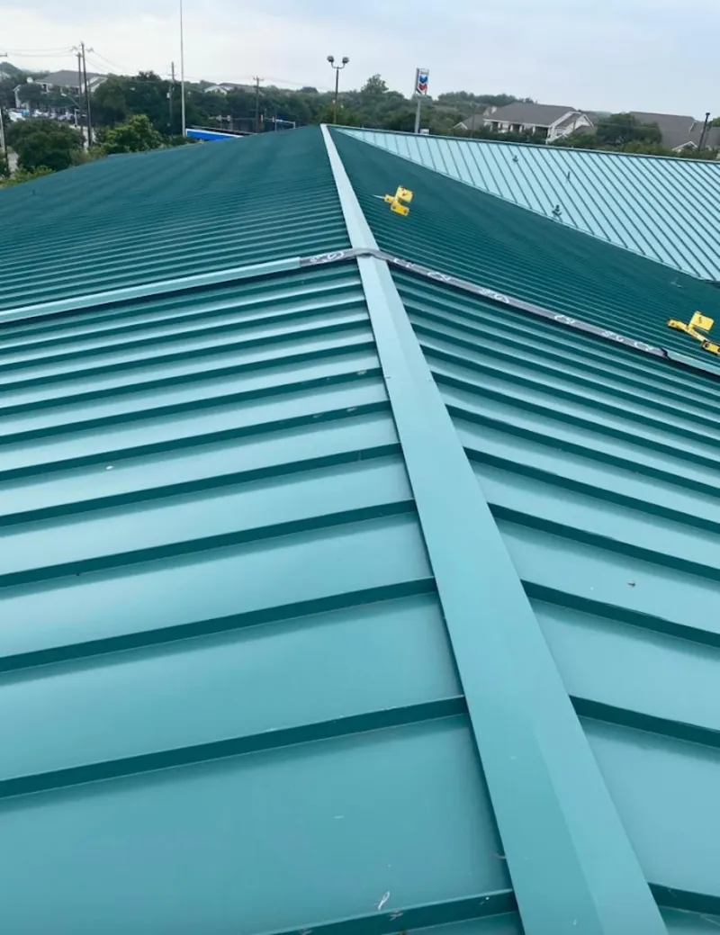 Green commercial metal roof ridge and valley for Metal Roof Repair in Lithia Springs